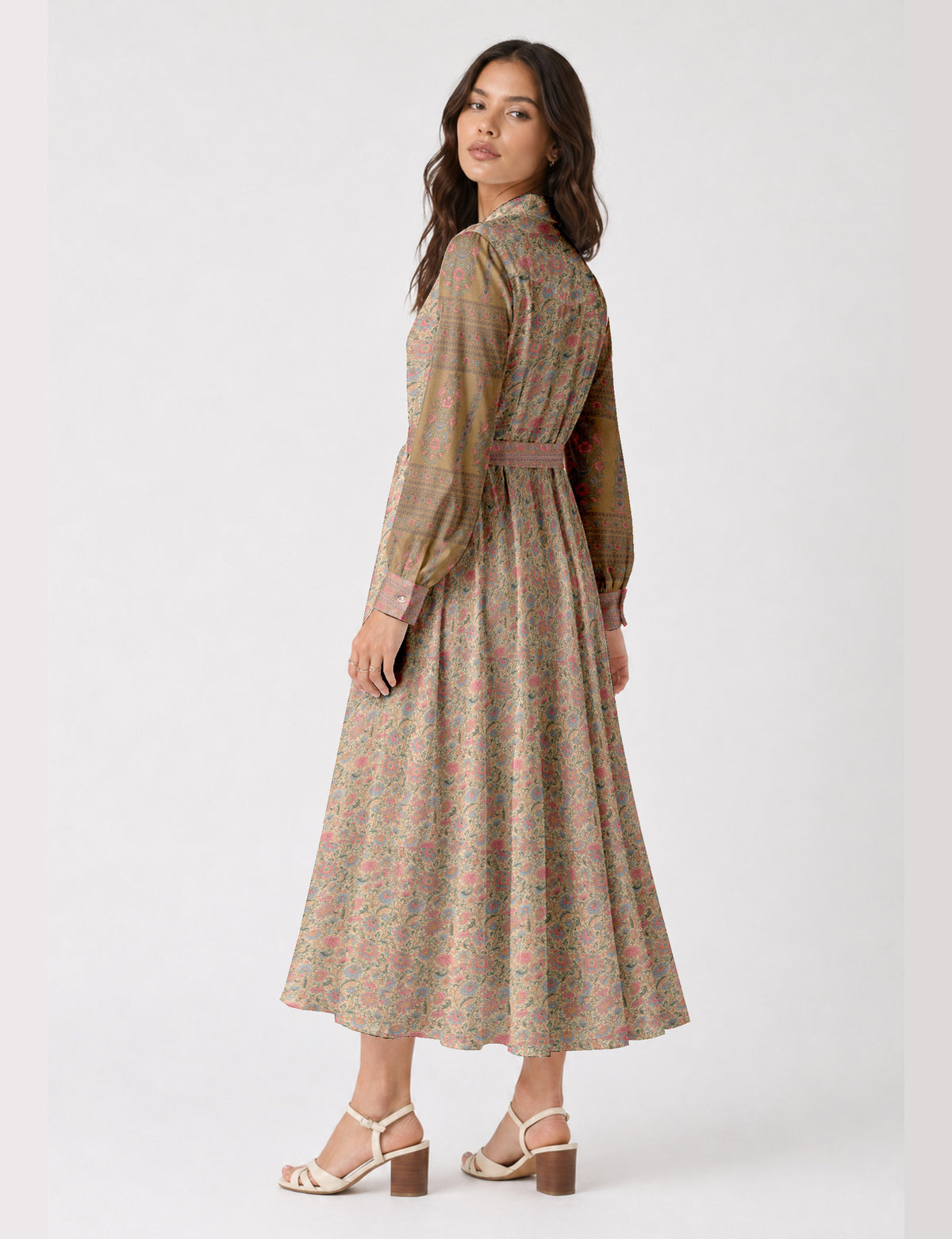 Long shirt dress - Beige Floral