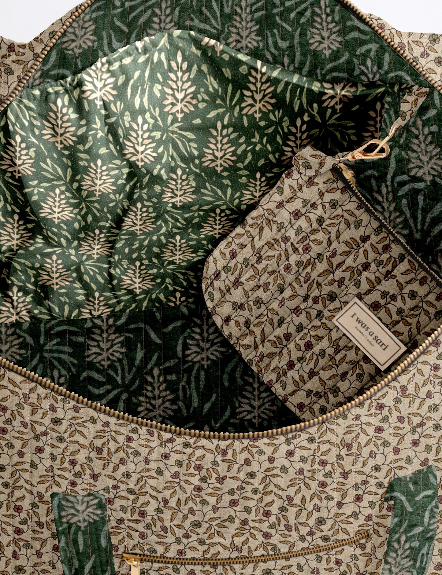 Quilted barrel bag - Beige Tropical