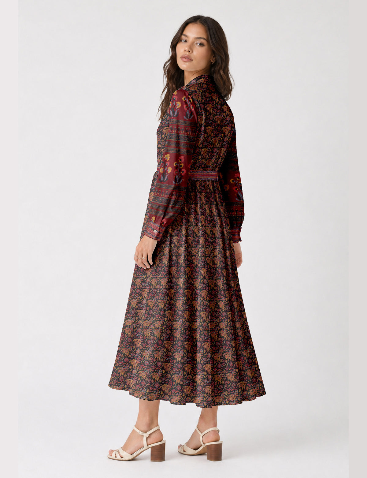 Long shirt dress - Black Floral