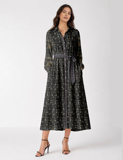 Long shirt dress - Black Floral