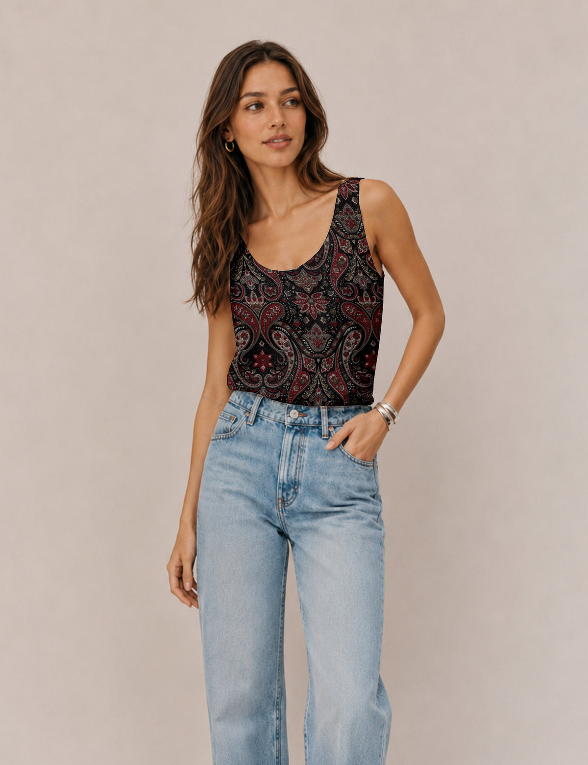 Blusa senza maniche - Nero Paisley