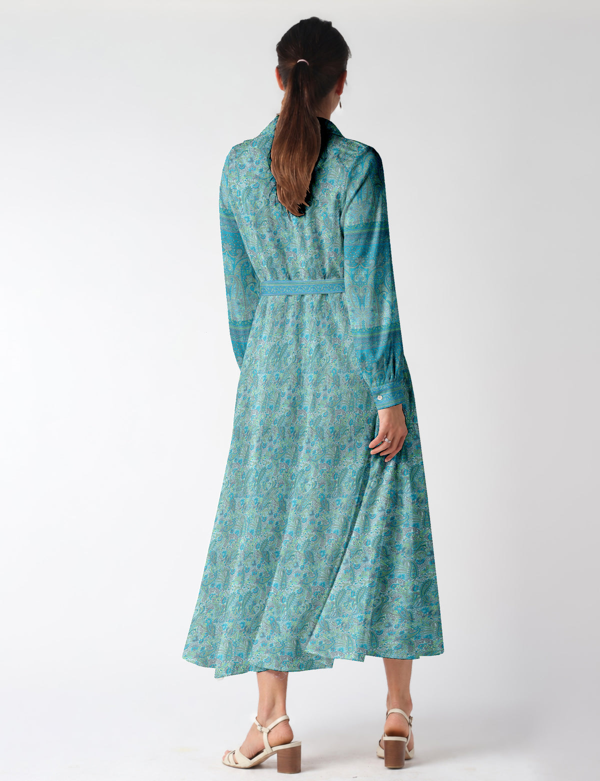 Long shirt dress - Blue Paisley