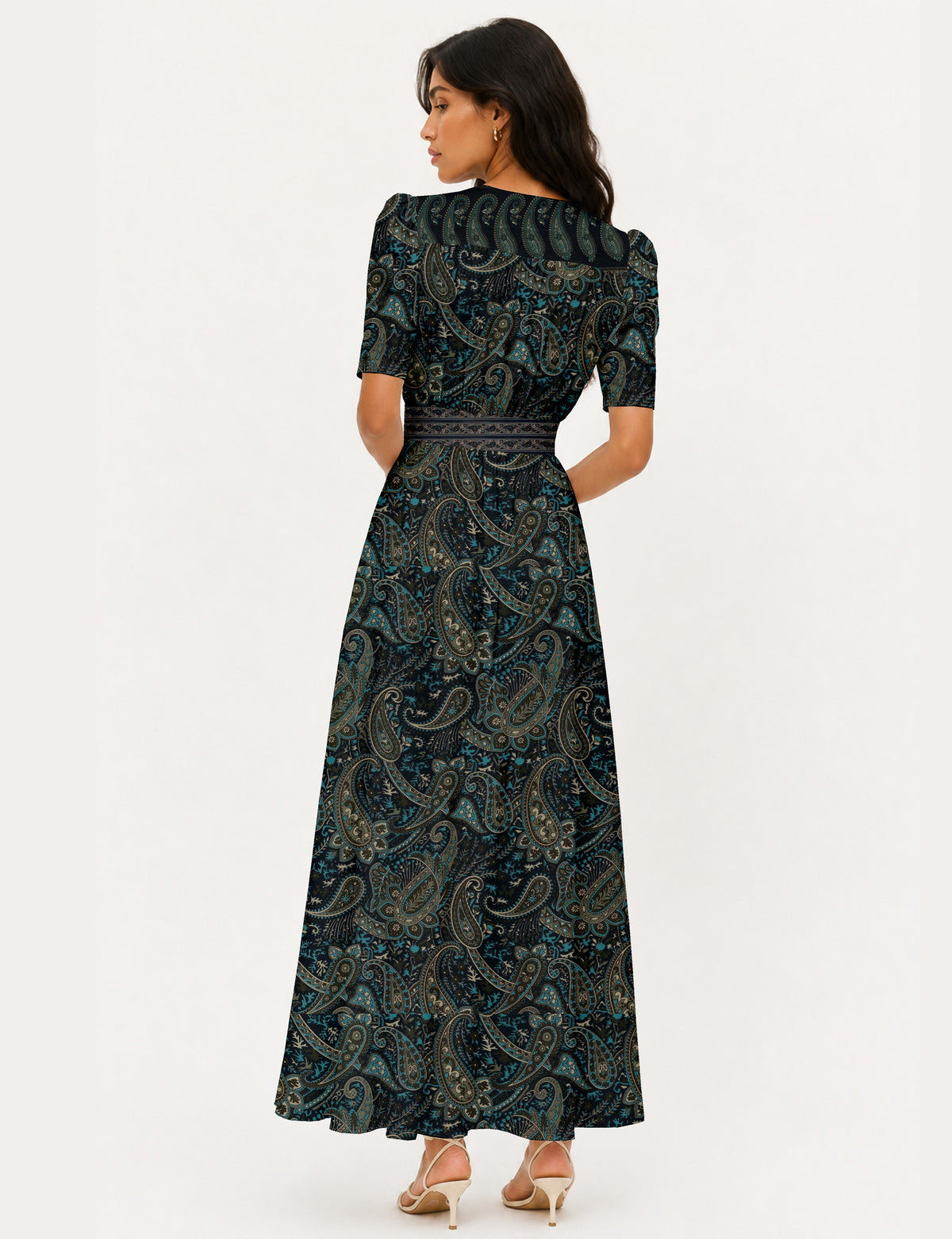 Maxi romantic dress - Blue Paisley