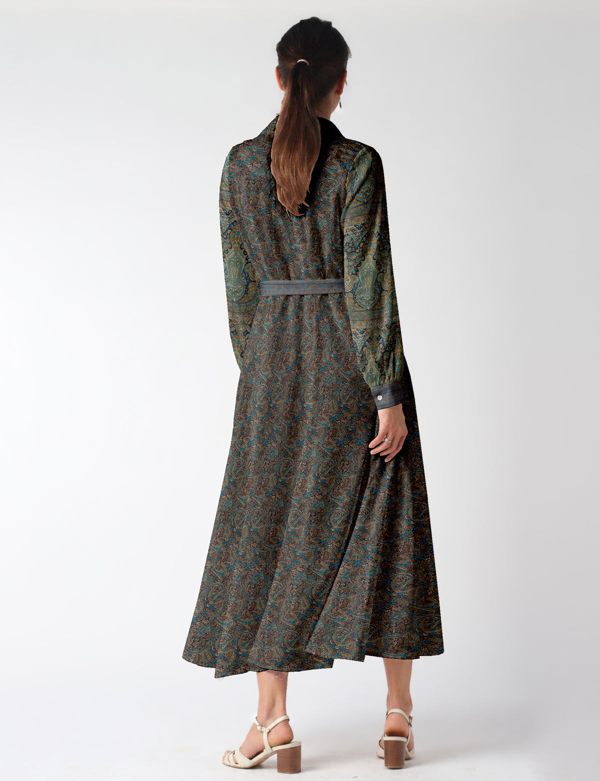 Long shirt dress - Blue Paisley