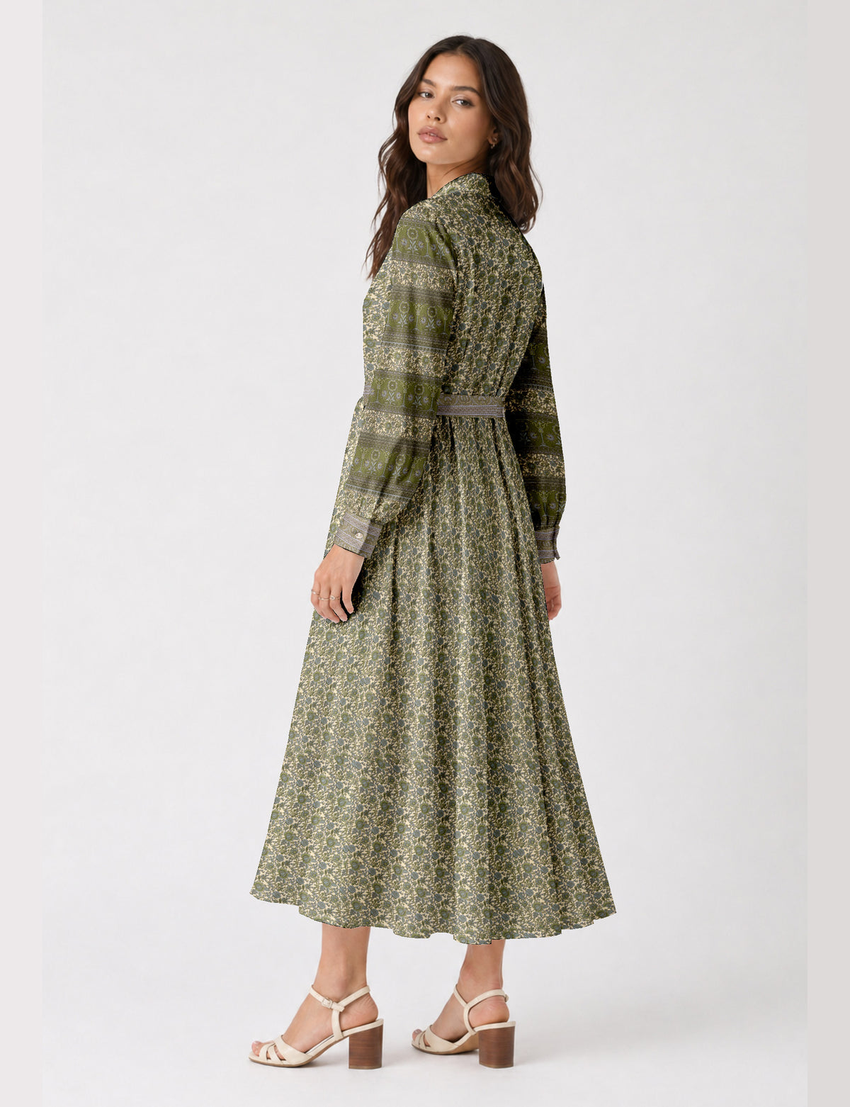 Long shirt dress - Green Floral