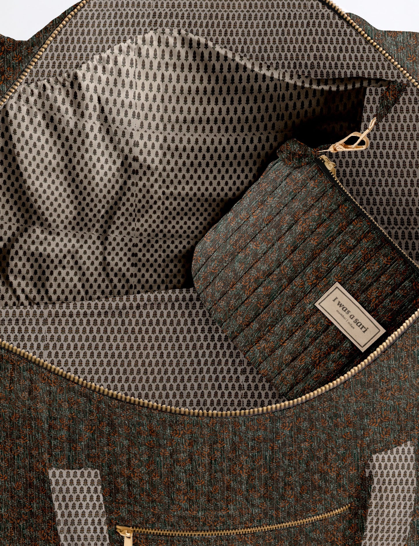 Quilted barrel bag - Green Tropical