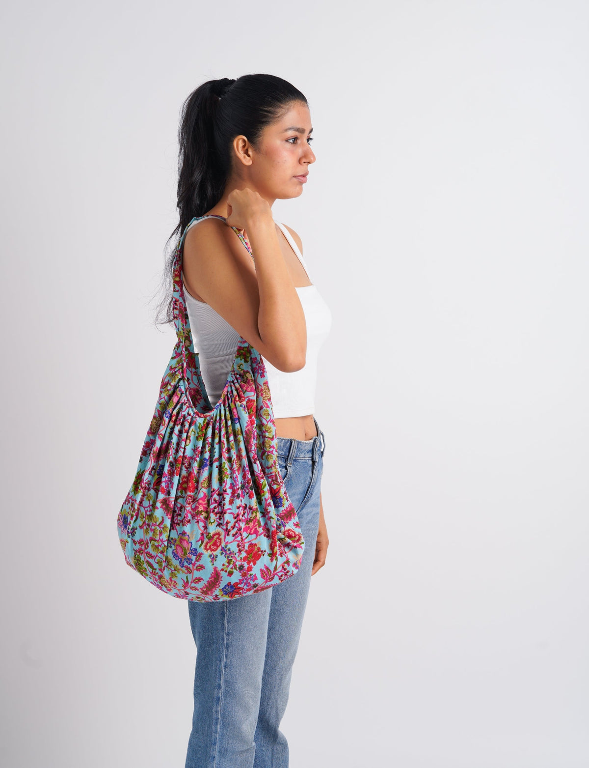 Hobo-Tasche - Grün, indisch-ethnisch