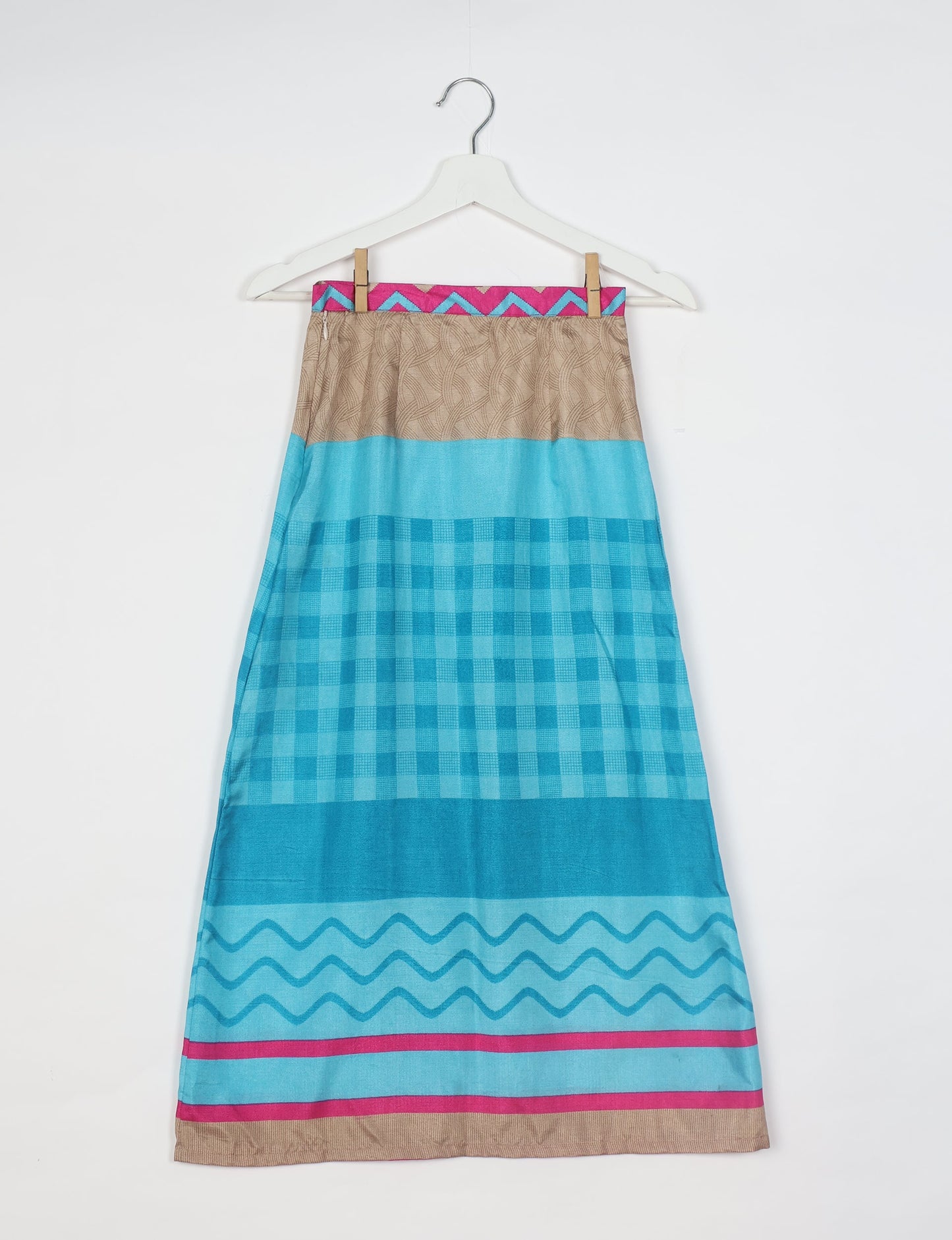 A Line Skirt - Blue Geometric