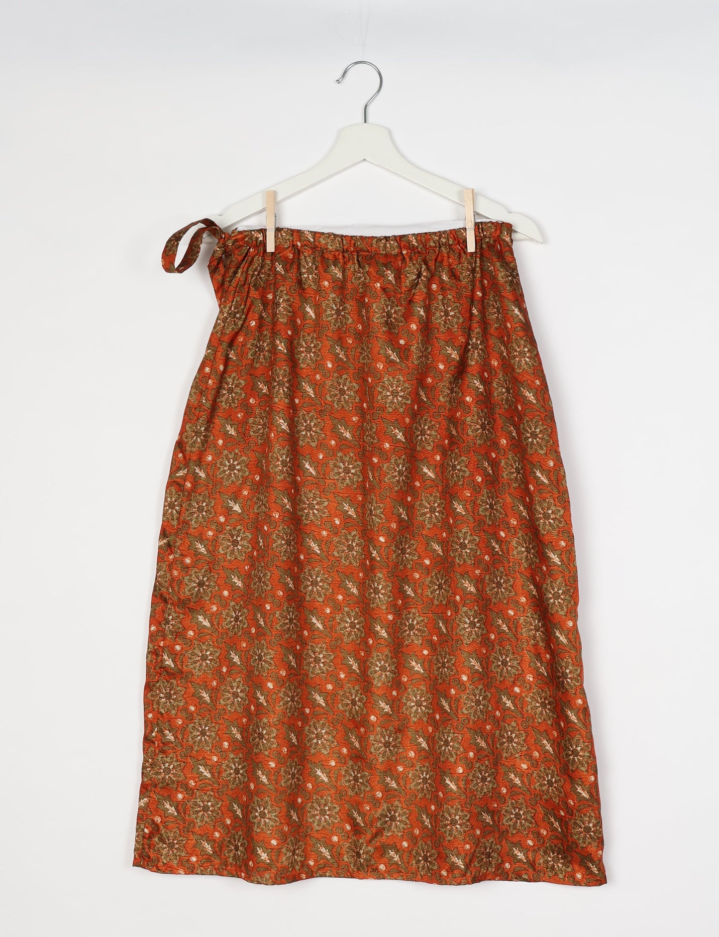 Long Wraparound Skirt - Orange Floral