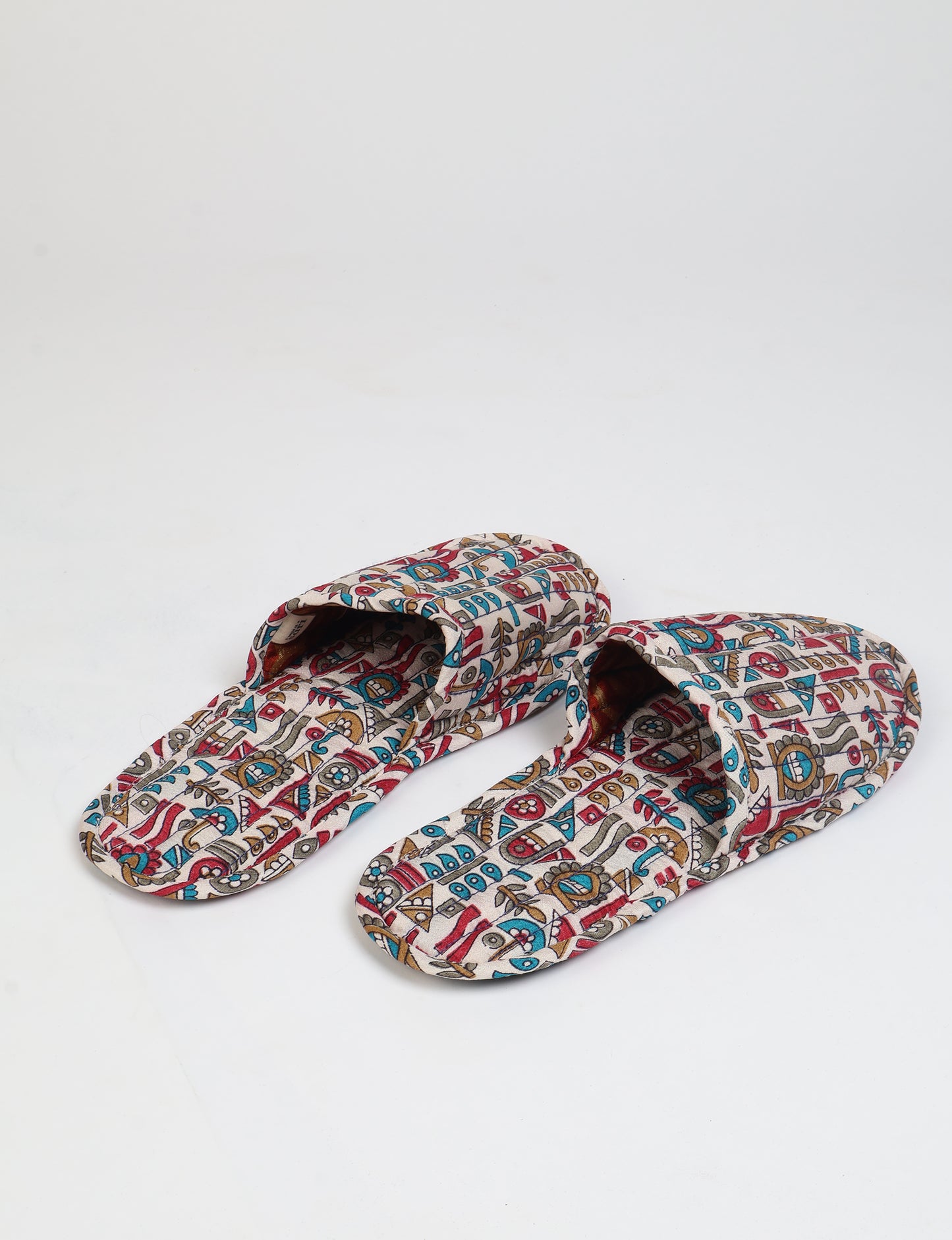Quilted Slippers - White Indian Ethnic