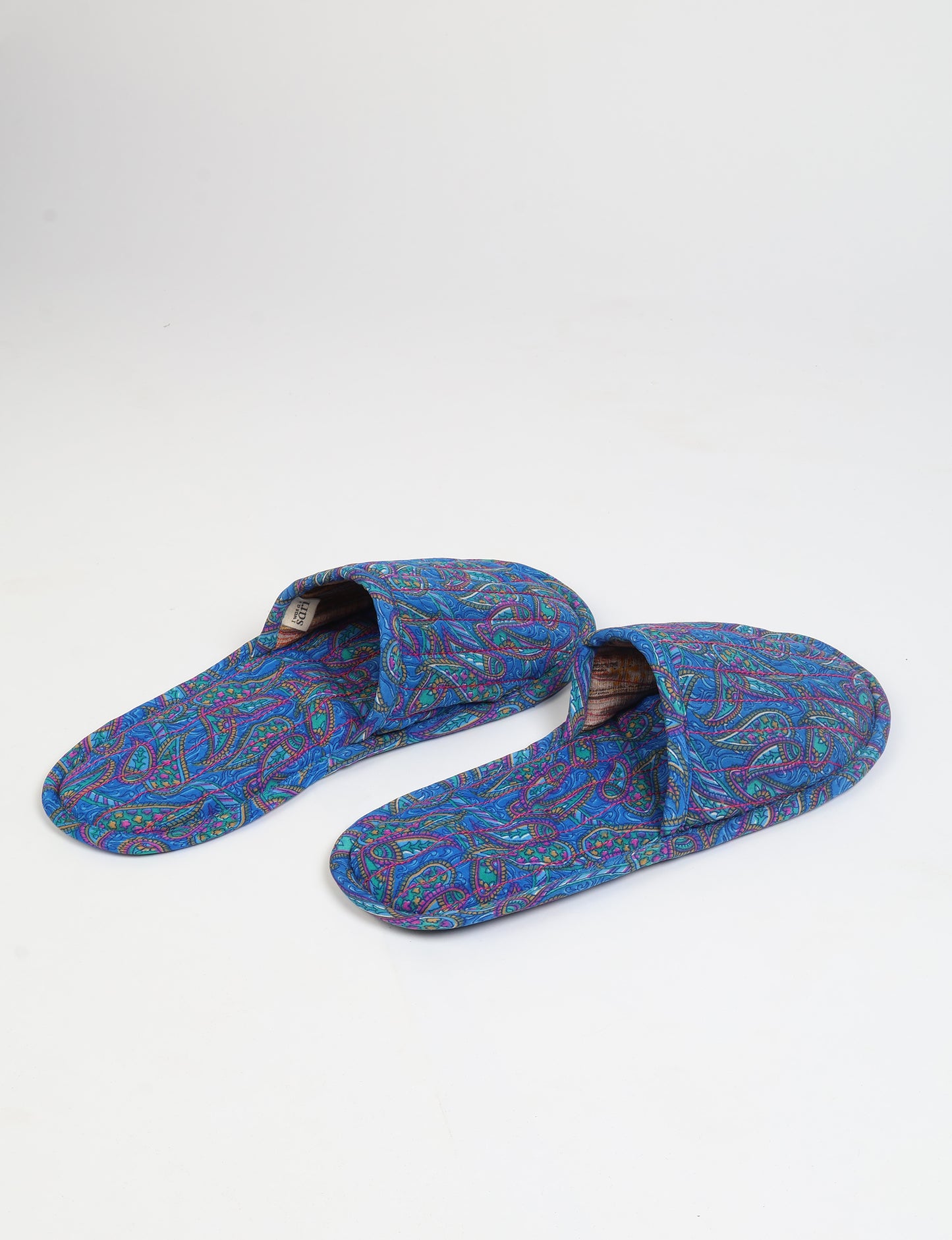 Quilted Slippers - Blue Paisley