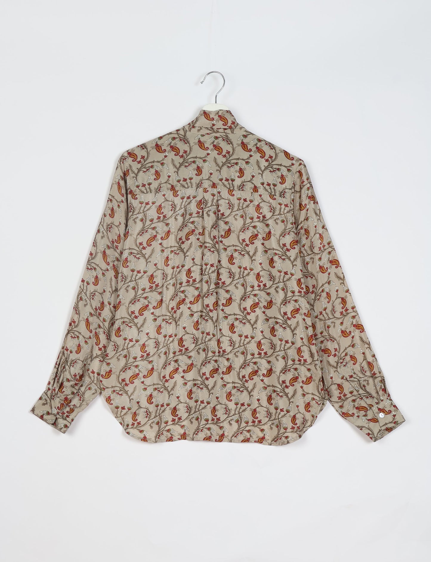 Roll-over collar Bowtie Shirt, eco-friendly and upcycled women's clothing made from recycled materials. Sustainable apparel reflecting green fashion, zero waste clothing, and conscious fashion choices.