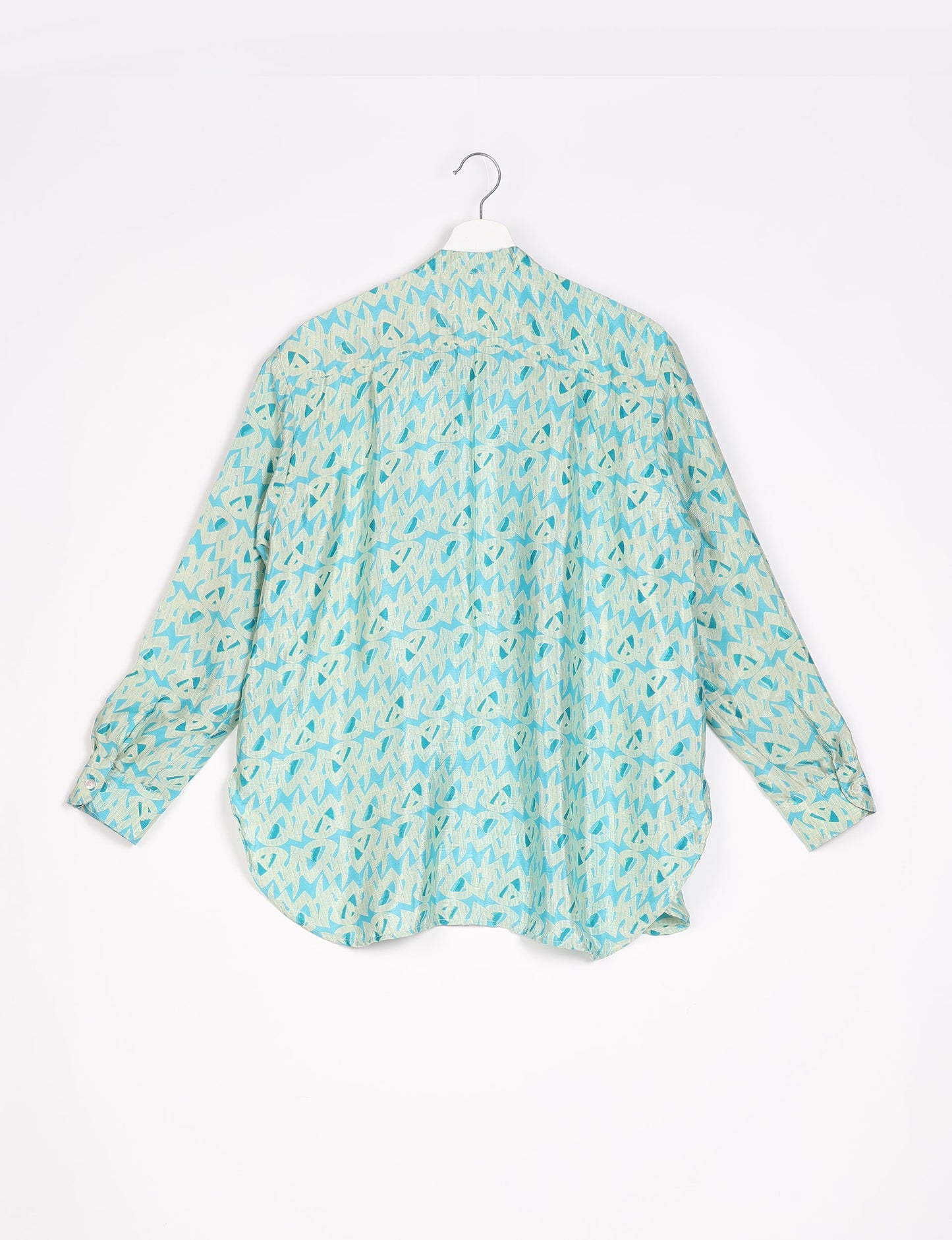 Longline Shirt - Green Geometric