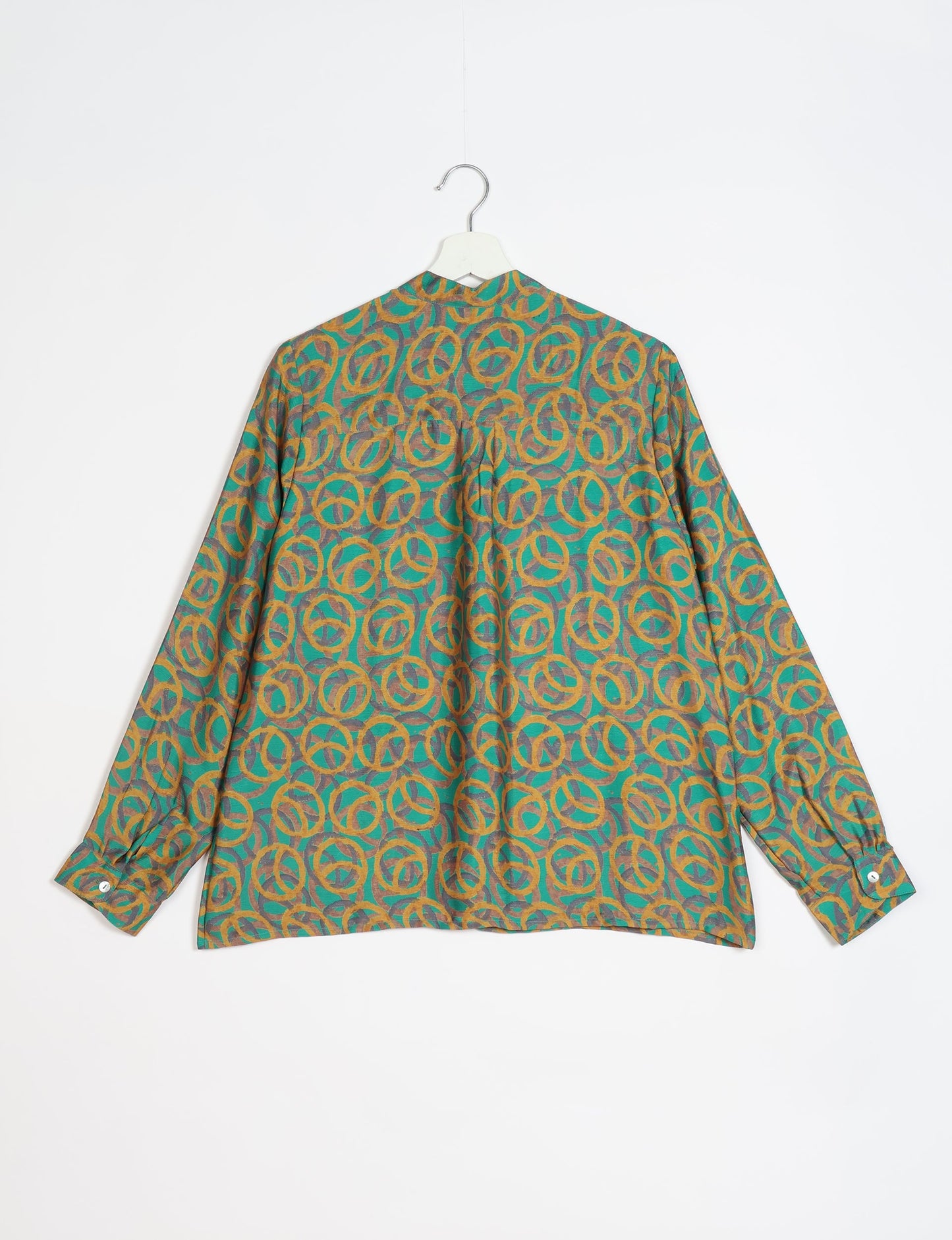 Versatile DAY BLOUSE, a sustainable wardrobe essential with a classic Johnny collar and full sleeves. Lightweight fabric for a comfortable fit, perfect for dressing up or down. Explore ethical clothing and green fashion with this eco-friendly and timeless piece, perfect for any occasion.