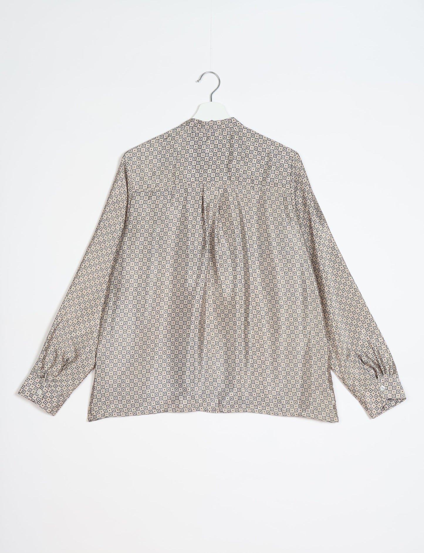 Versatile DAY BLOUSE, a sustainable wardrobe essential with a classic Johnny collar and full sleeves. Lightweight fabric for a comfortable fit, perfect for dressing up or down. Explore ethical clothing and green fashion with this eco-friendly and timeless piece, perfect for any occasion.