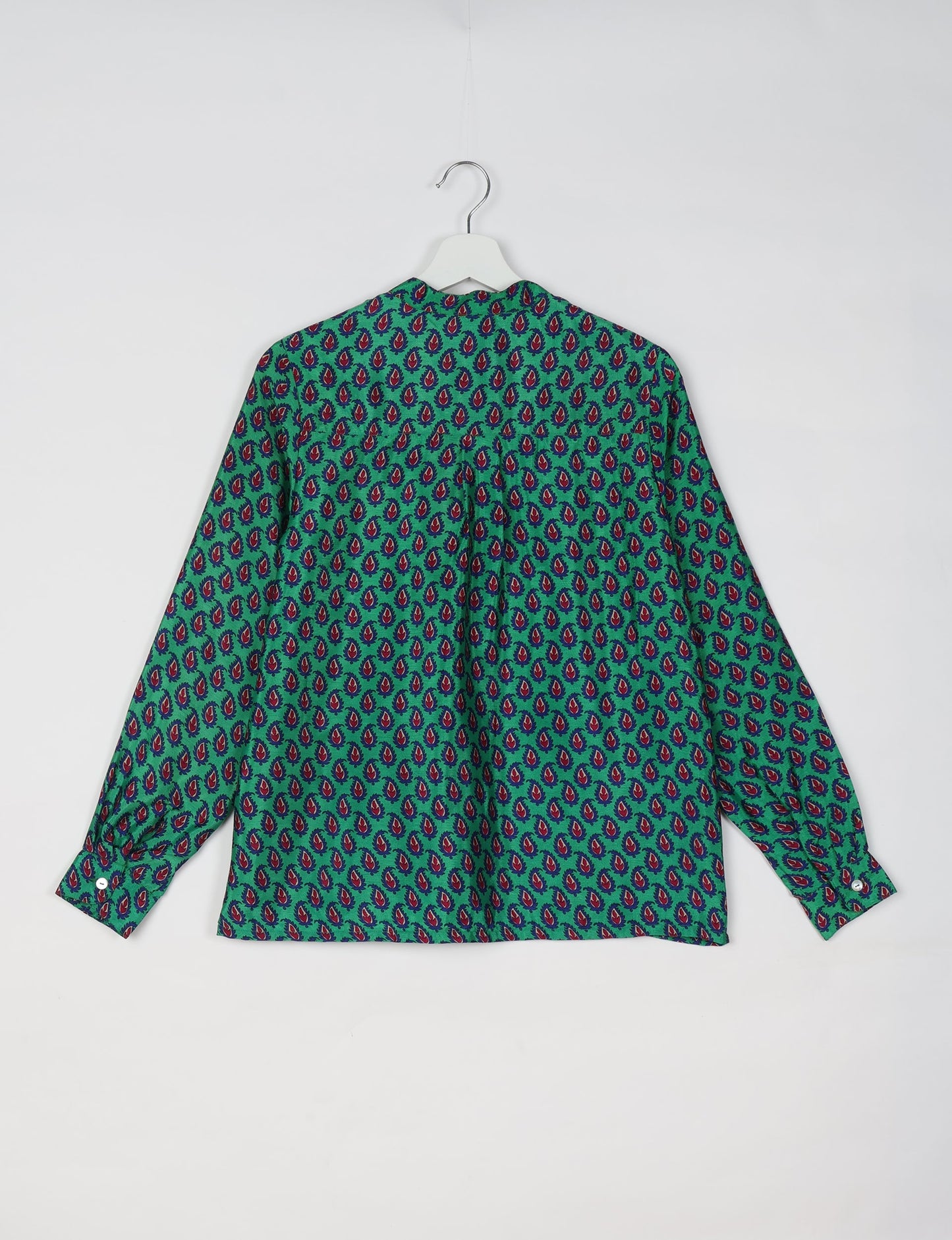 Versatile DAY BLOUSE, a sustainable wardrobe essential with a classic Johnny collar and full sleeves. Lightweight fabric for a comfortable fit, perfect for dressing up or down. Explore ethical clothing and green fashion with this eco-friendly and timeless piece, perfect for any occasion.