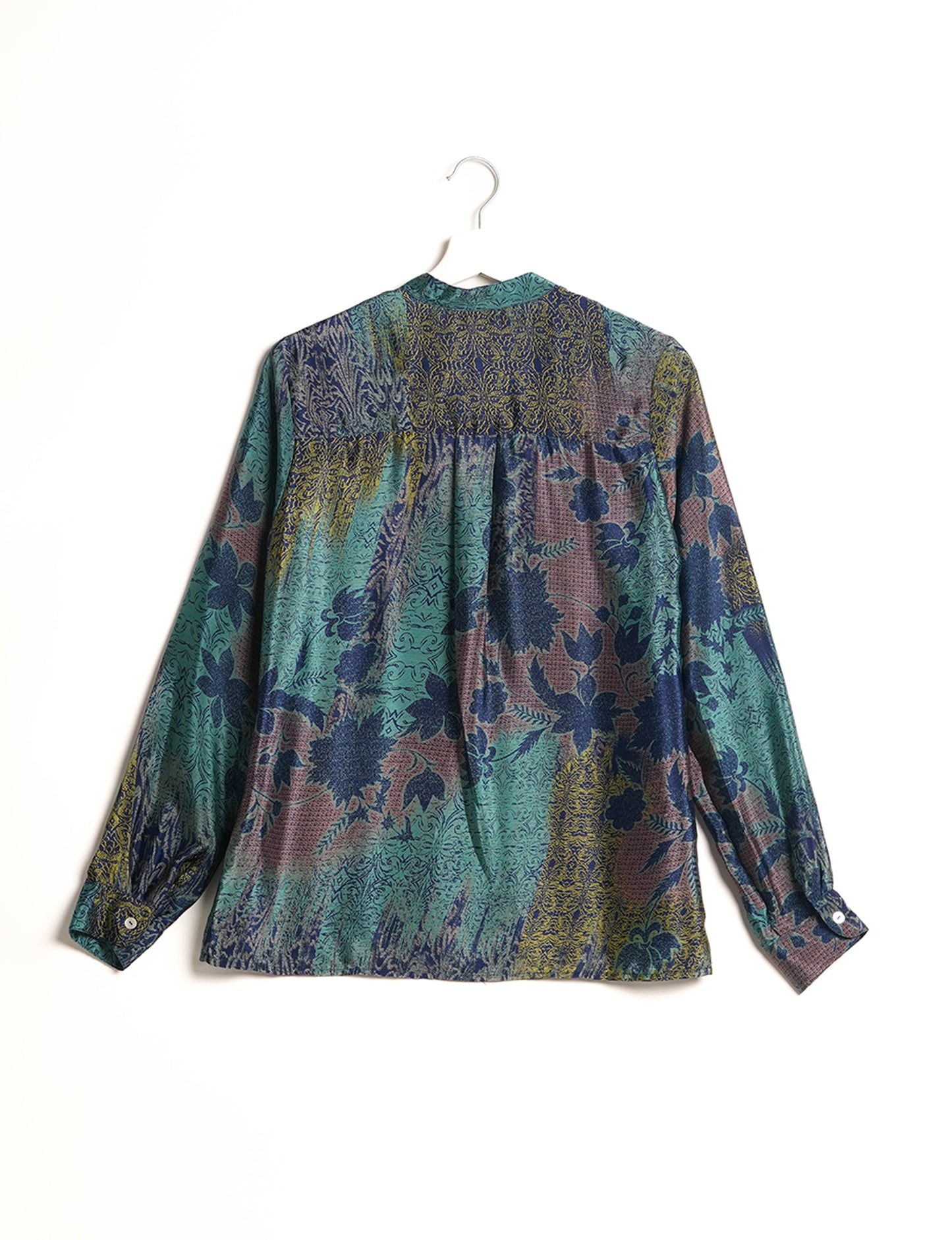 Versatile DAY BLOUSE, a sustainable wardrobe essential with a classic Johnny collar and full sleeves. Lightweight fabric for a comfortable fit, perfect for dressing up or down. Explore ethical clothing and green fashion with this eco-friendly and timeless piece, perfect for any occasion.