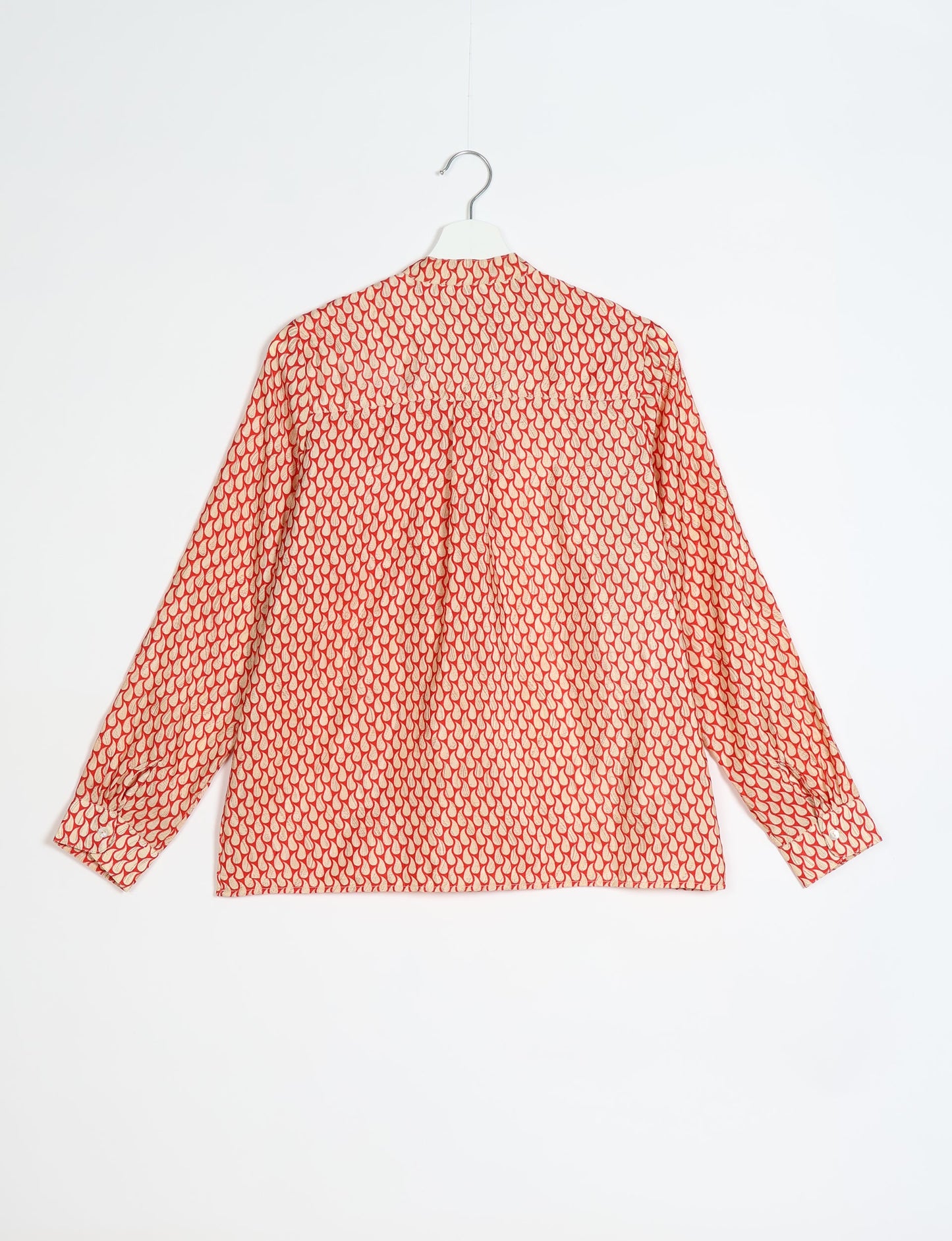 Versatile DAY BLOUSE, a sustainable wardrobe essential with a classic Johnny collar and full sleeves. Lightweight fabric for a comfortable fit, perfect for dressing up or down. Explore ethical clothing and green fashion with this eco-friendly and timeless piece, perfect for any occasion.