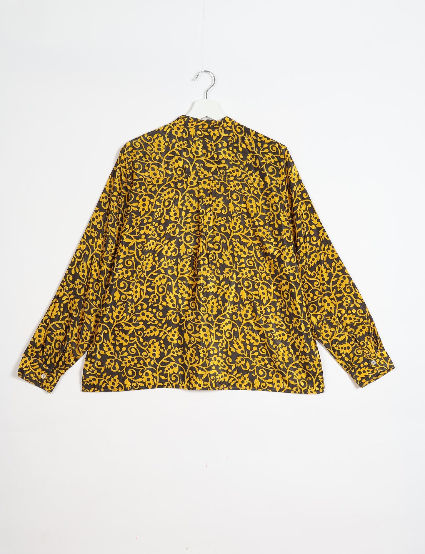 Versatile DAY BLOUSE, a sustainable wardrobe essential with a classic Johnny collar and full sleeves. Lightweight fabric for a comfortable fit, perfect for dressing up or down. Explore ethical clothing and green fashion with this eco-friendly and timeless piece, perfect for any occasion.