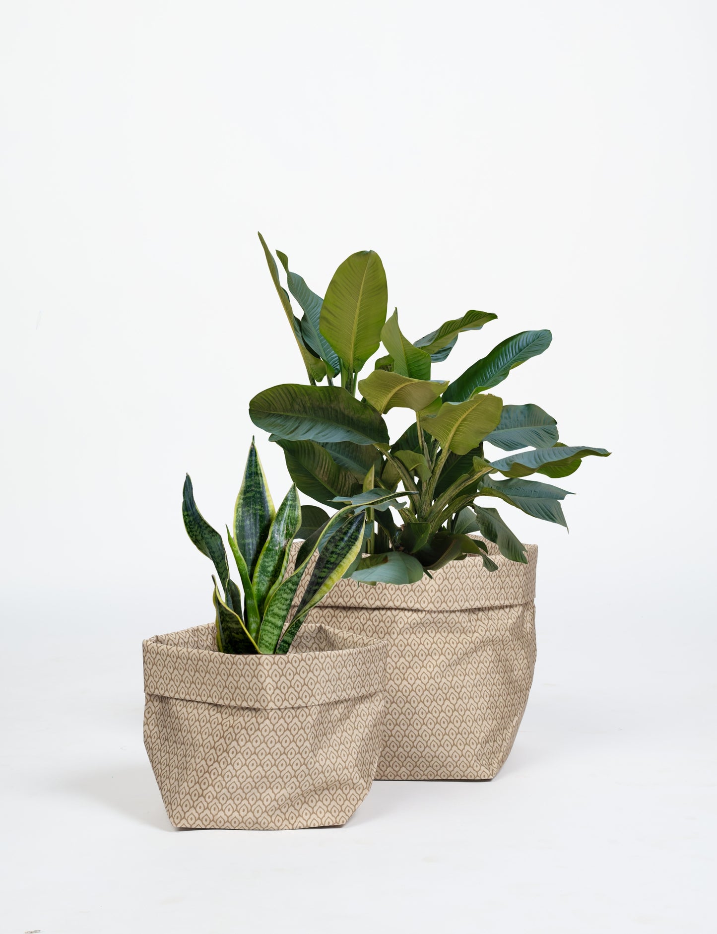 Plant Pot Cover Set 2 Pieces S, M - Beige Micro Design