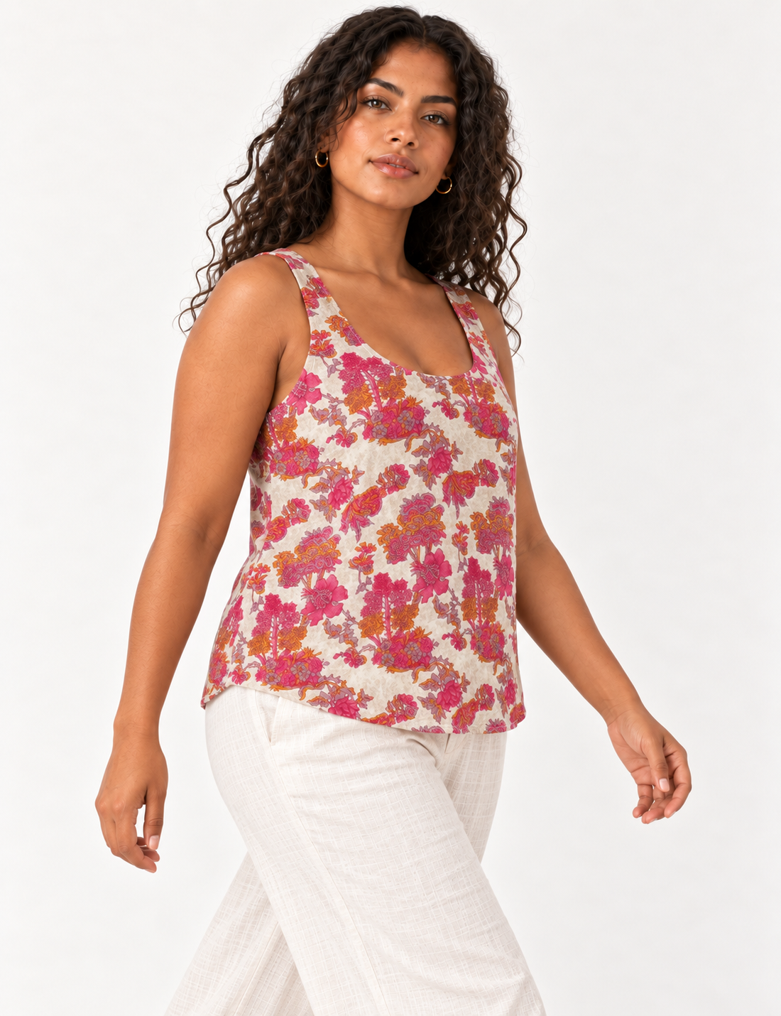 Sleeveless blouse - Pink Floral