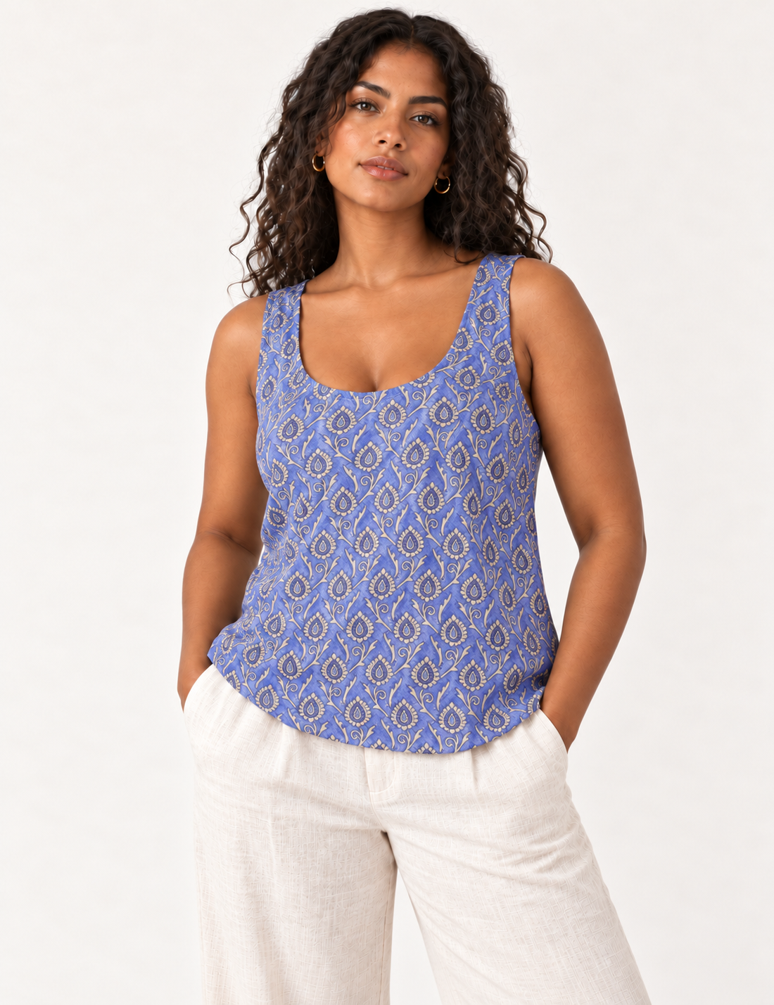 Sleeveless blouse - Purple Paisley