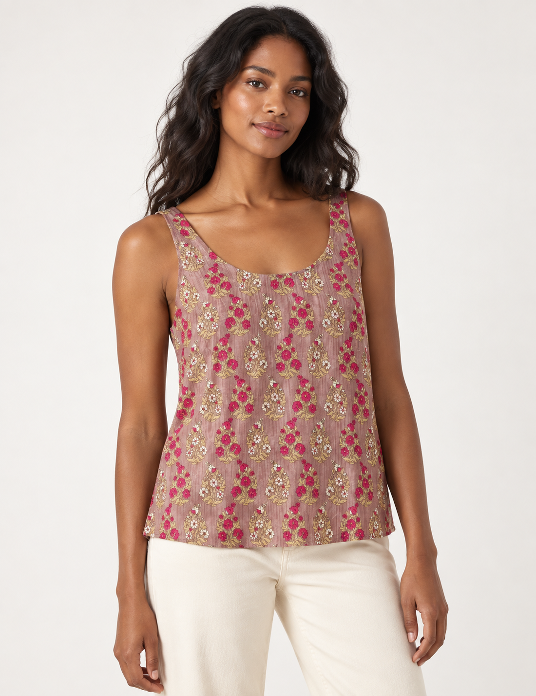 Sleeveless blouse - Pink Floral