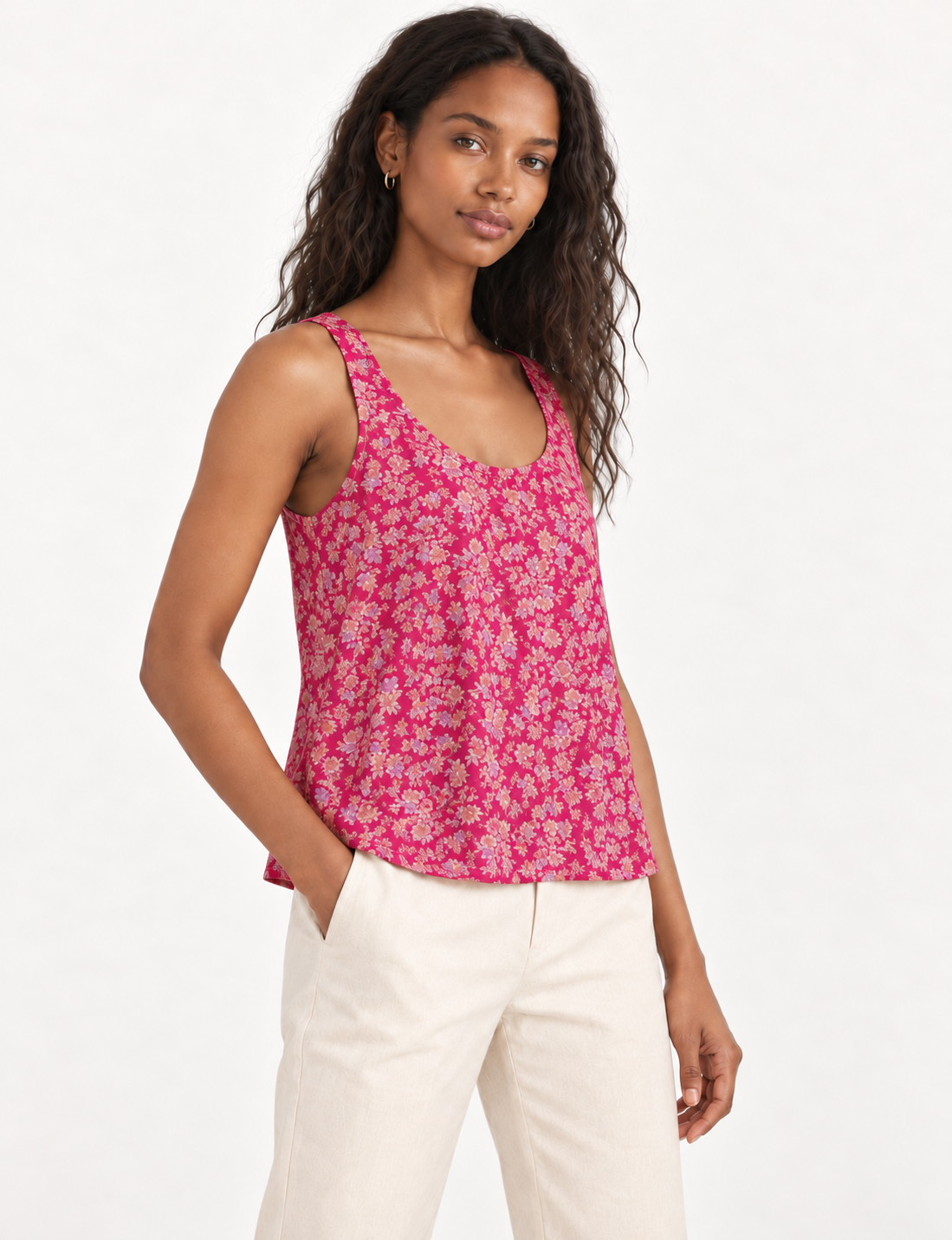 Sleeveless blouse - Pink Floral