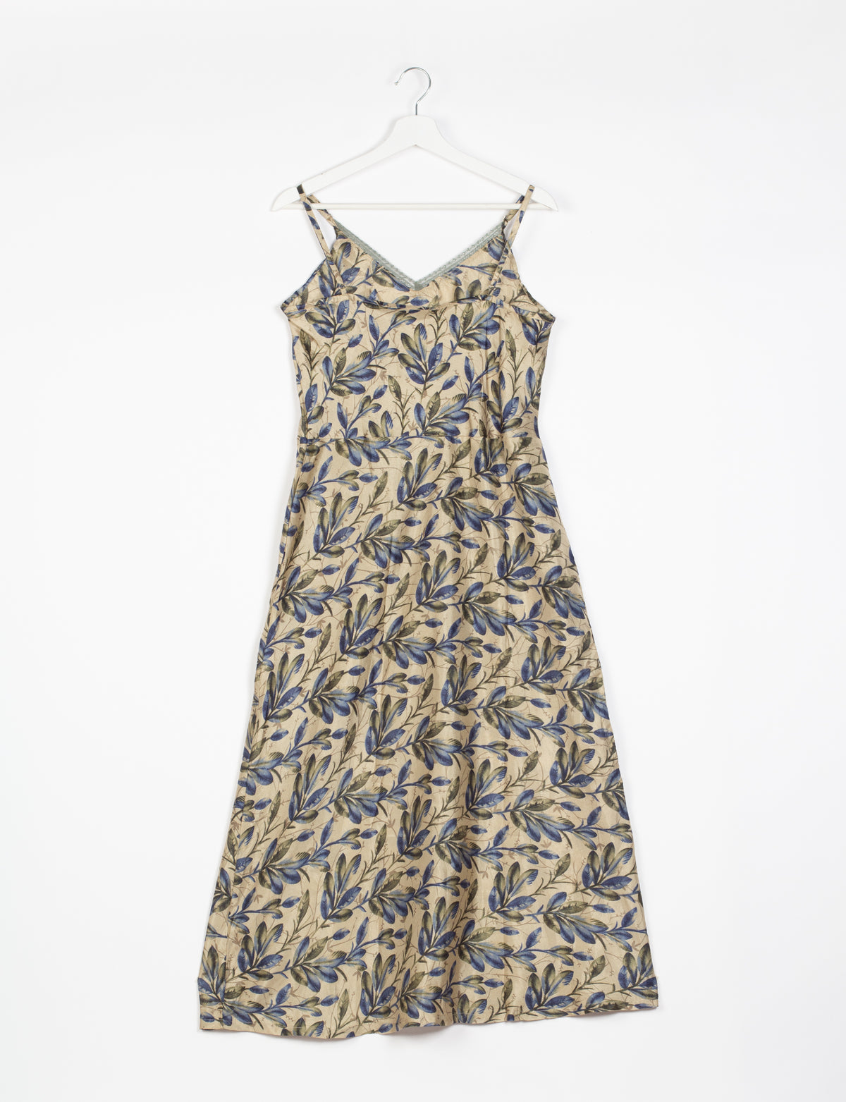 Vestido de tirantes - Hojas blancas