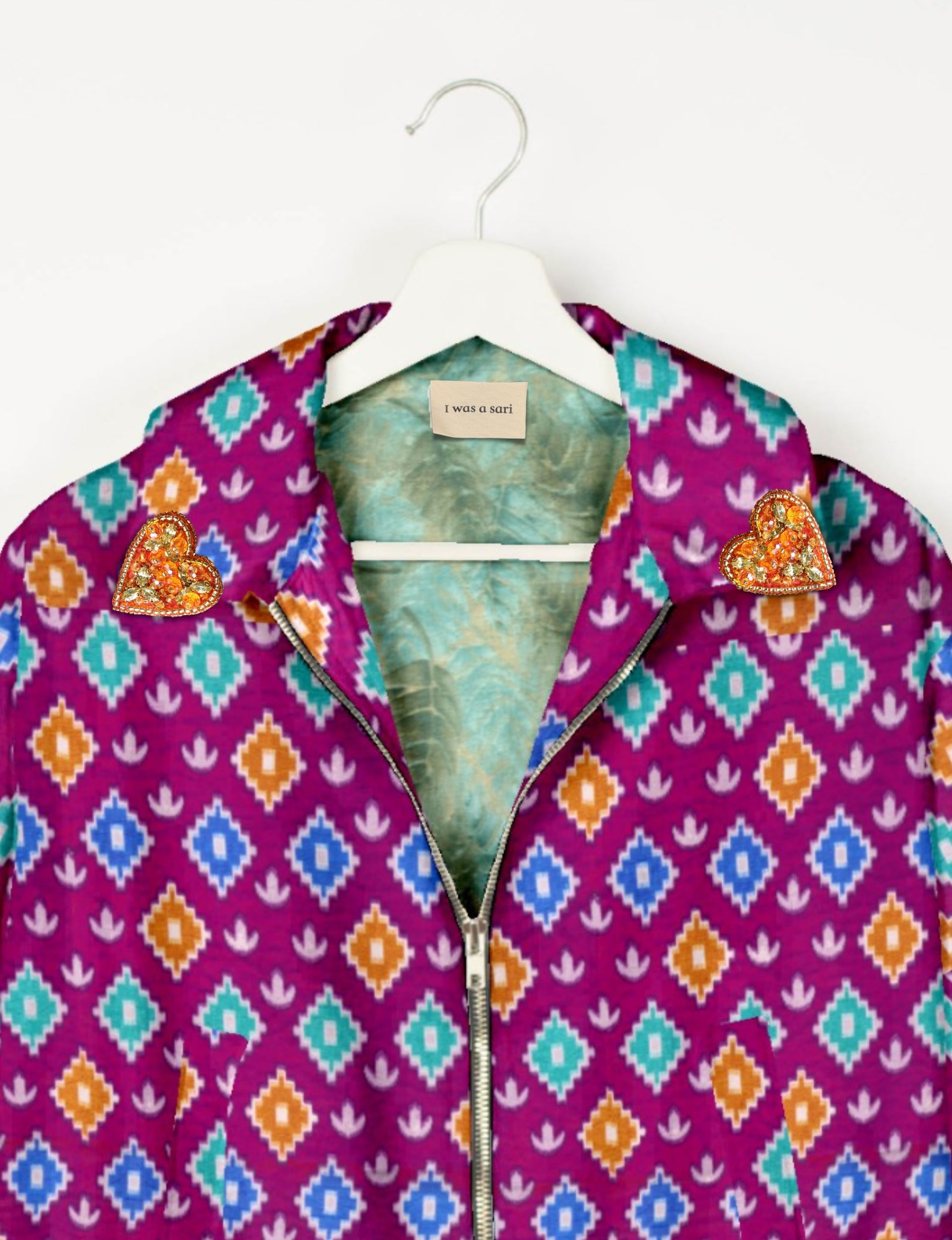 Gold heart bomber jacket