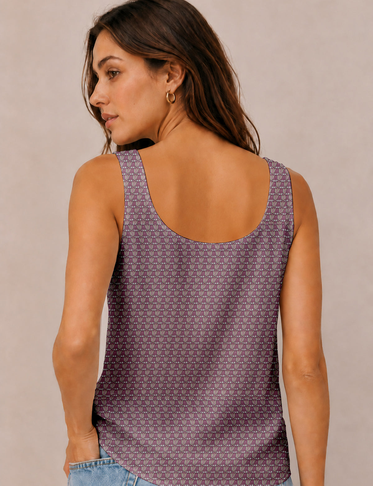 Sleeveless blouse - Pink Leaves