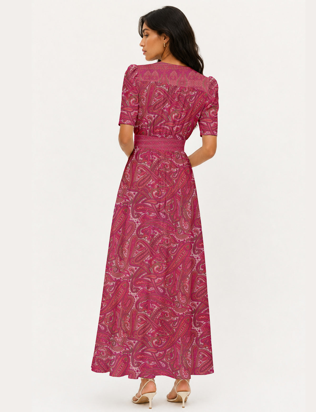 Maxi romantic dress - Pink Paisley