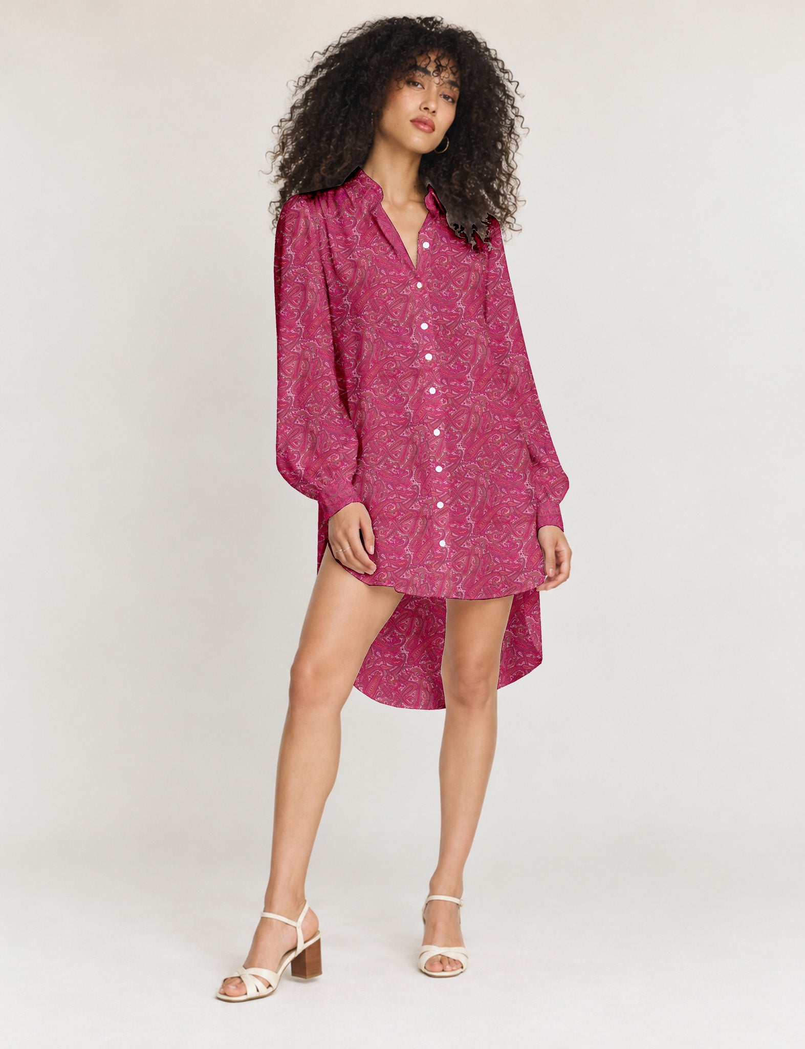 High low shirt - Pink Paisley – I was a Sari