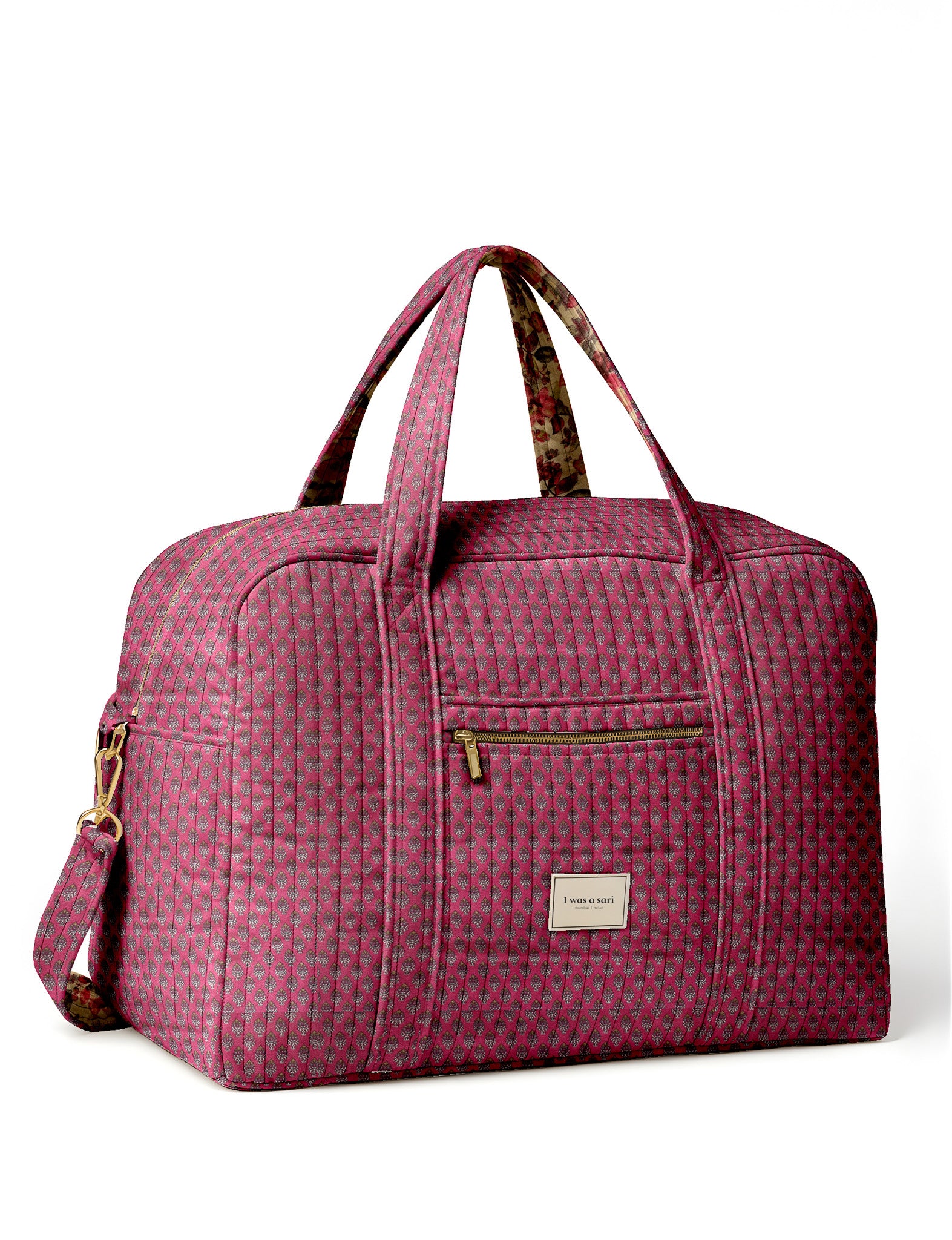 Quilted Duffle Bag - Pink Tropical – I was a Sari