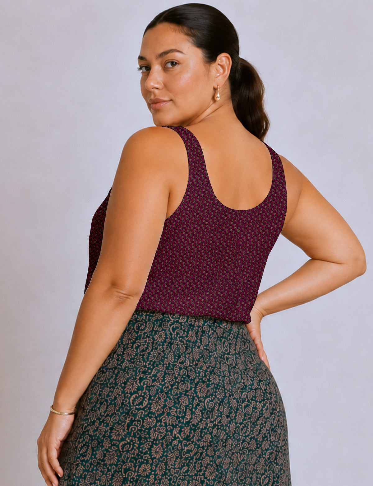 Sleeveless blouse - Red Floral