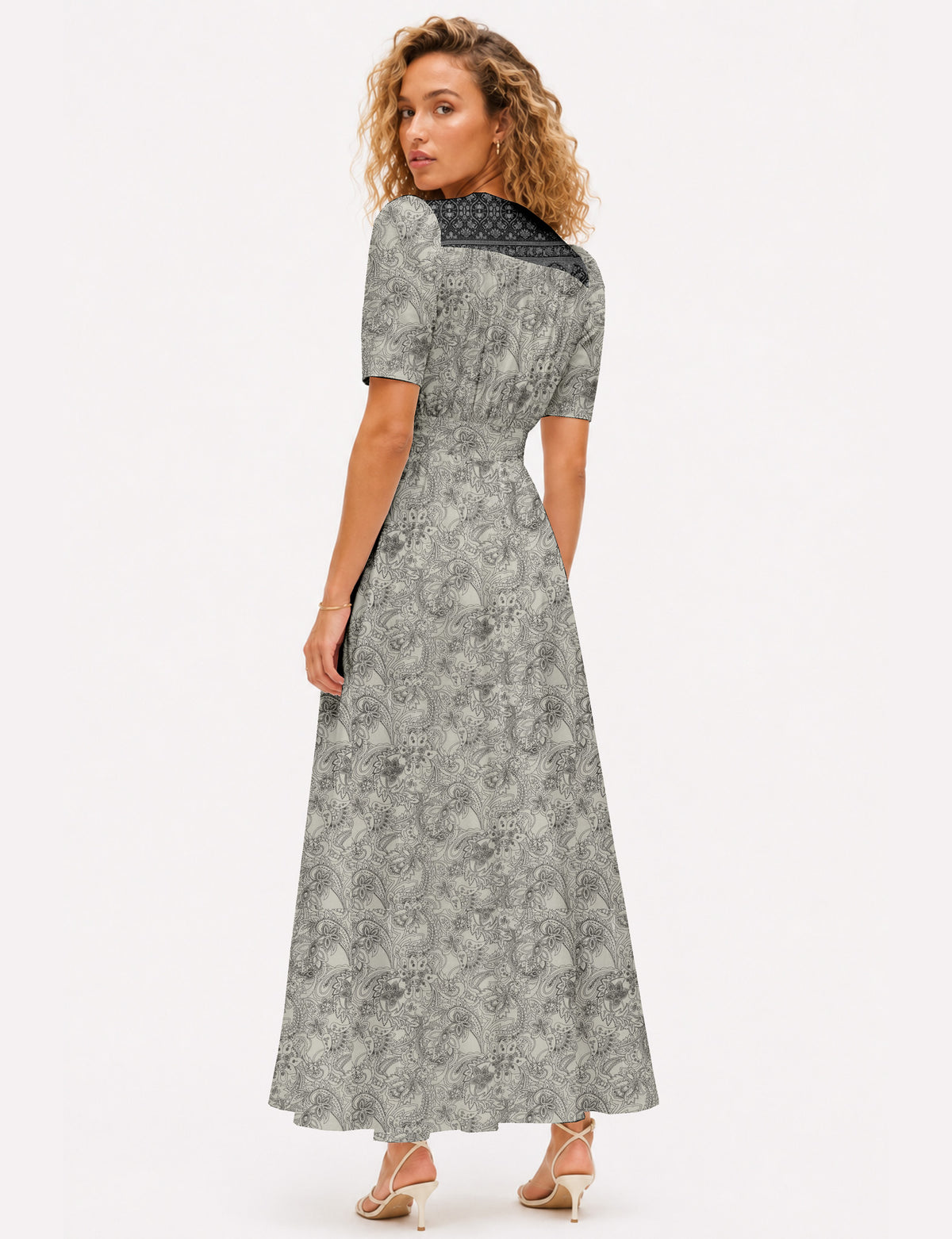 Maxi romantic dress - White Paisley