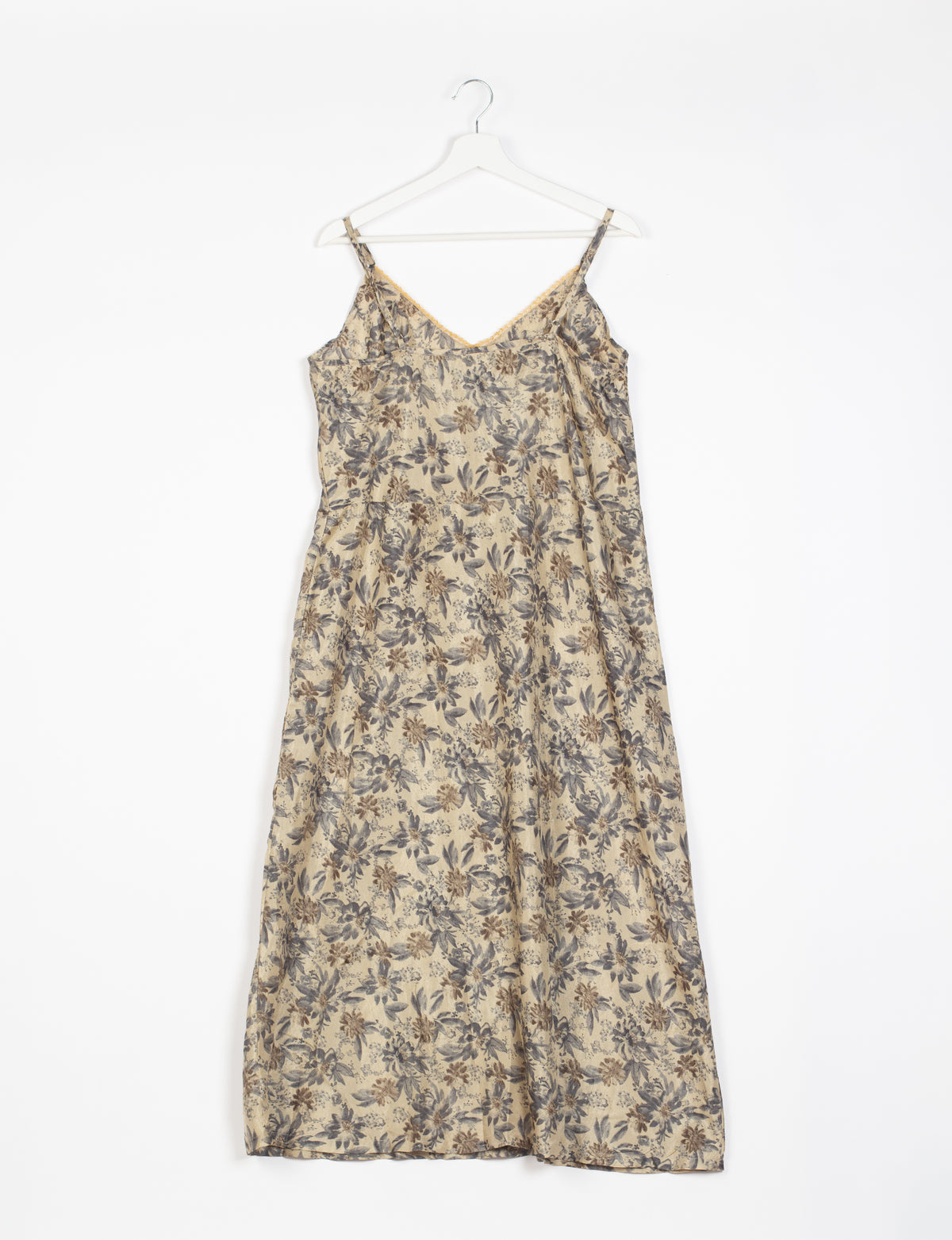 Vestido con tirantes - Floral beige