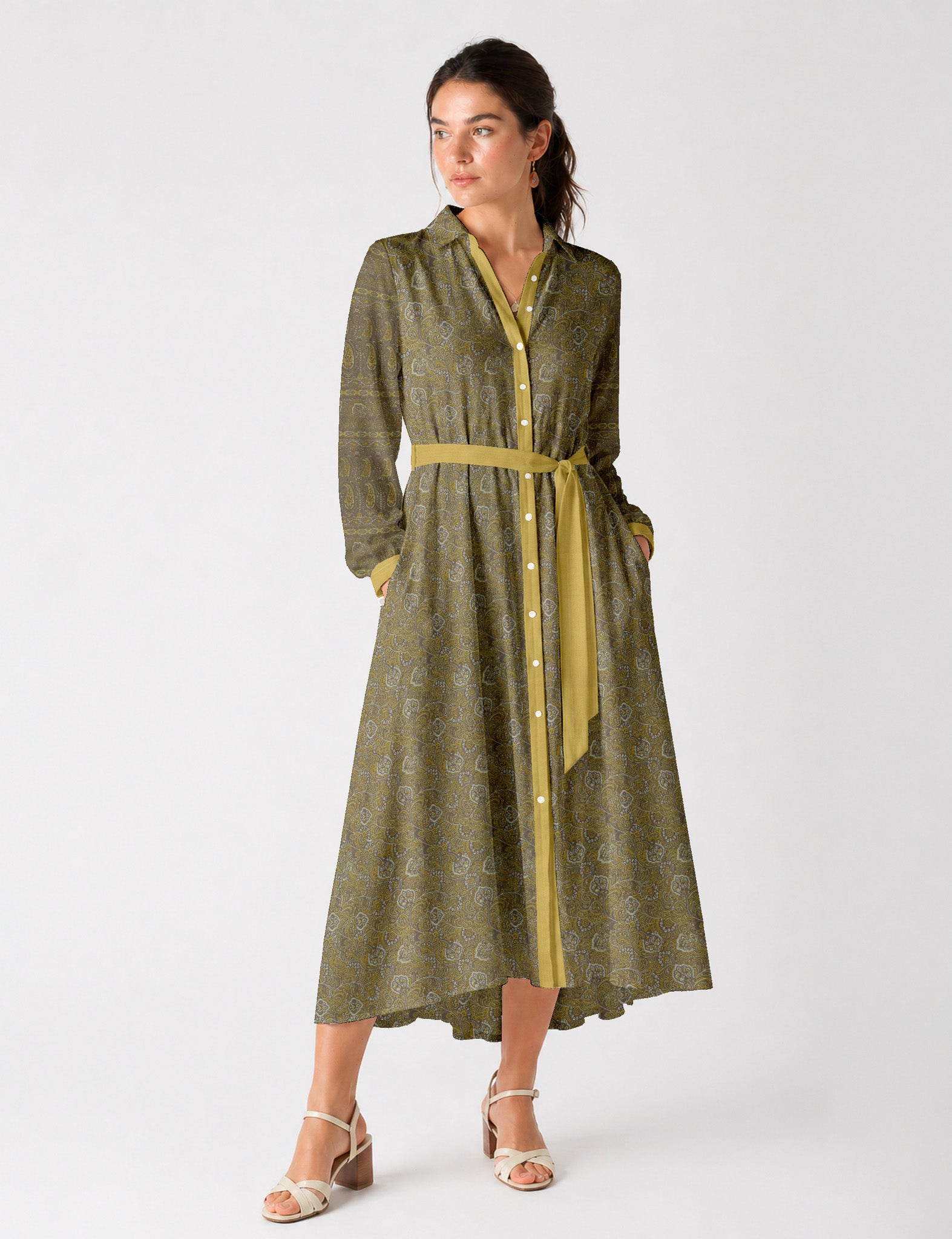 long shirt that looks like a dress 34.6 SIZE S Size:XL/Fit Bust: 39.4''-41.3'', Fit Waist: 33.9''-35.8'' Style:PF260107 Oh Polly Green Cut
