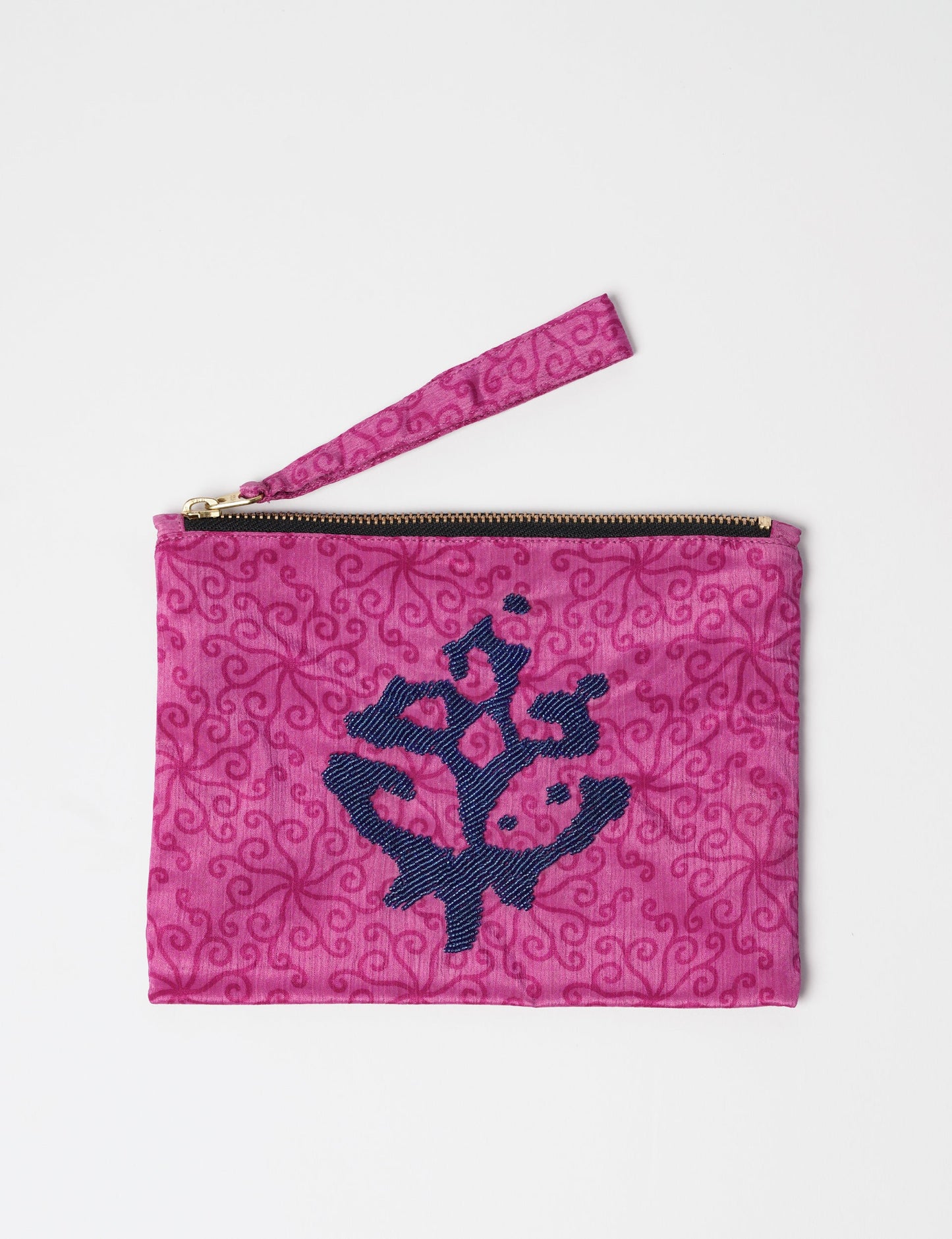 Embroidered Pouch - Pink Organic