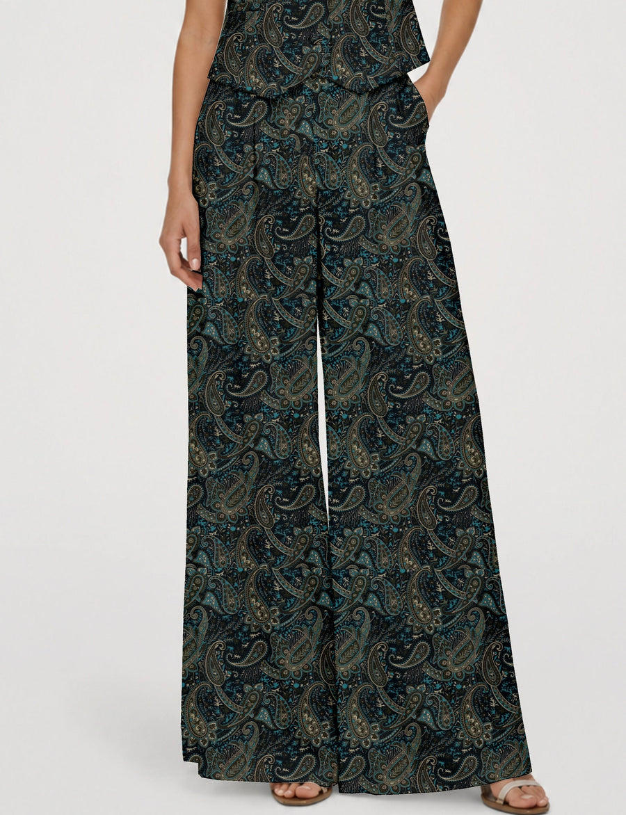Wide leg pleated trouser