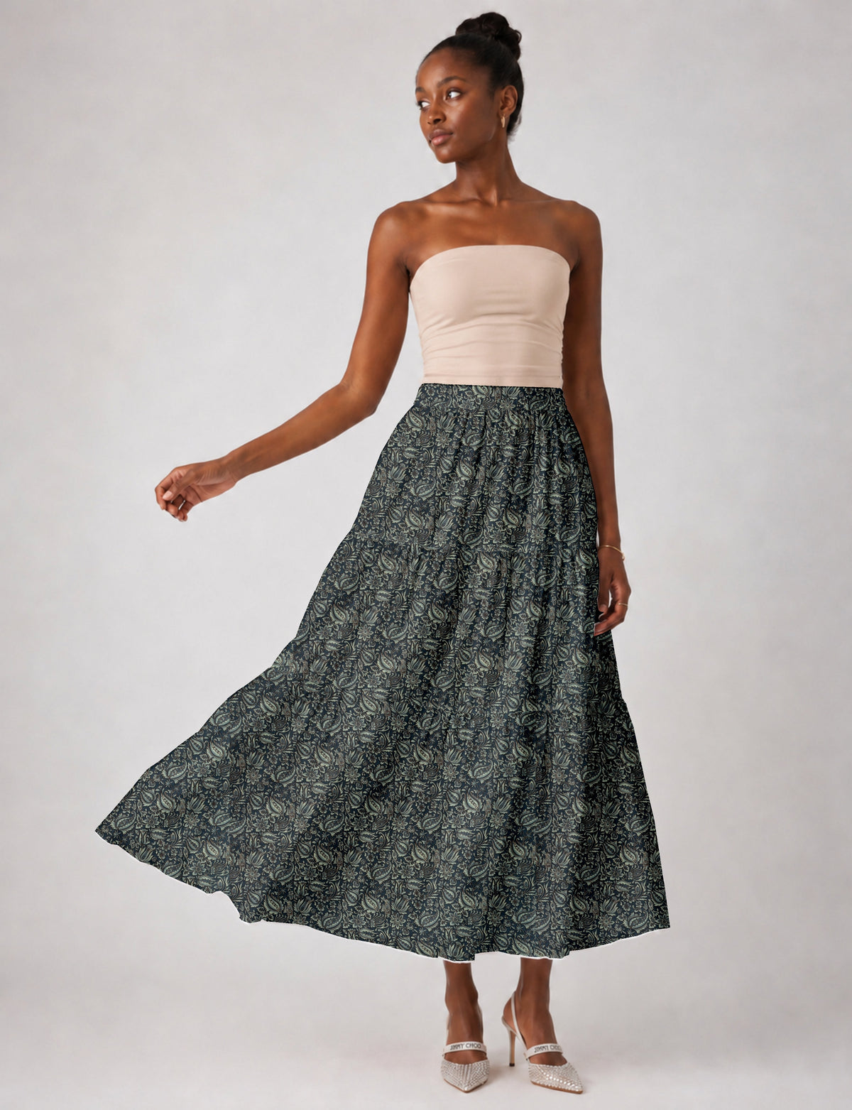 Midi tiered skirt