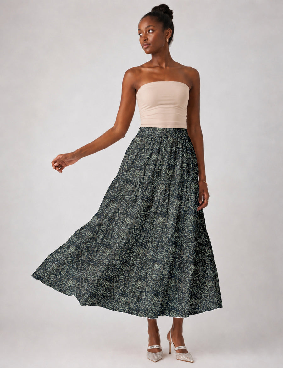 Midi tiered skirt