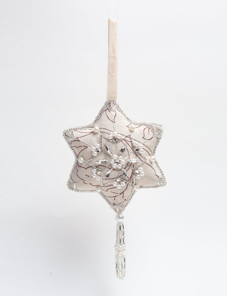 Silver colored snowflake ornament