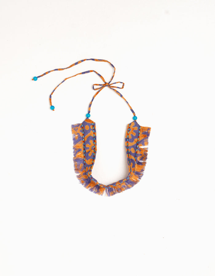 Tie-up fringe choker