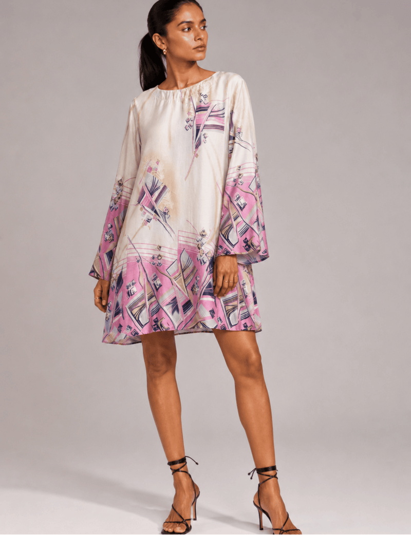 Swing Dress - White Abstract