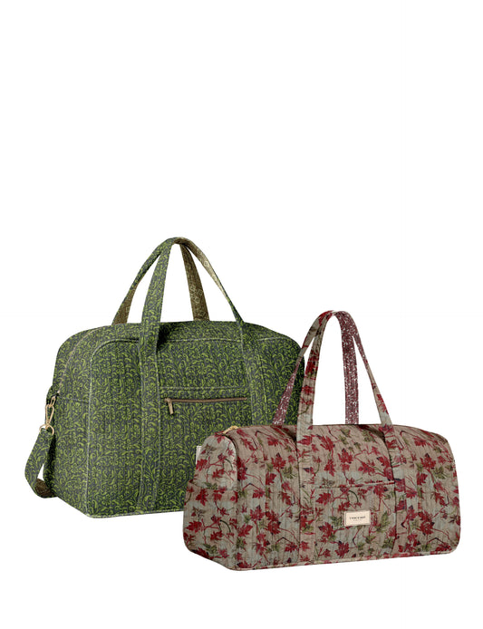 Twin travel bag set (Duffle and Barrel) - Assorted Tropical