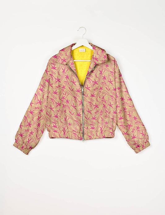 Bomber Jacket Blue Floral – I was a Sari - Main Image