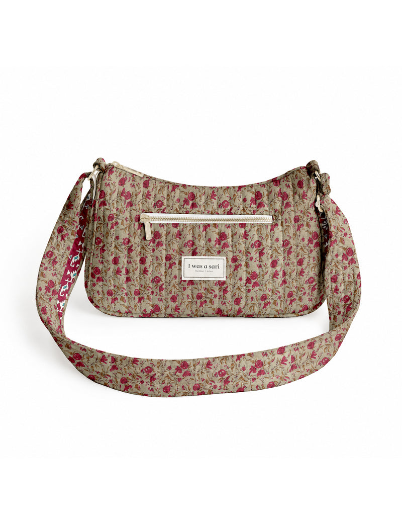 Quilted sling bag - Beige Floral