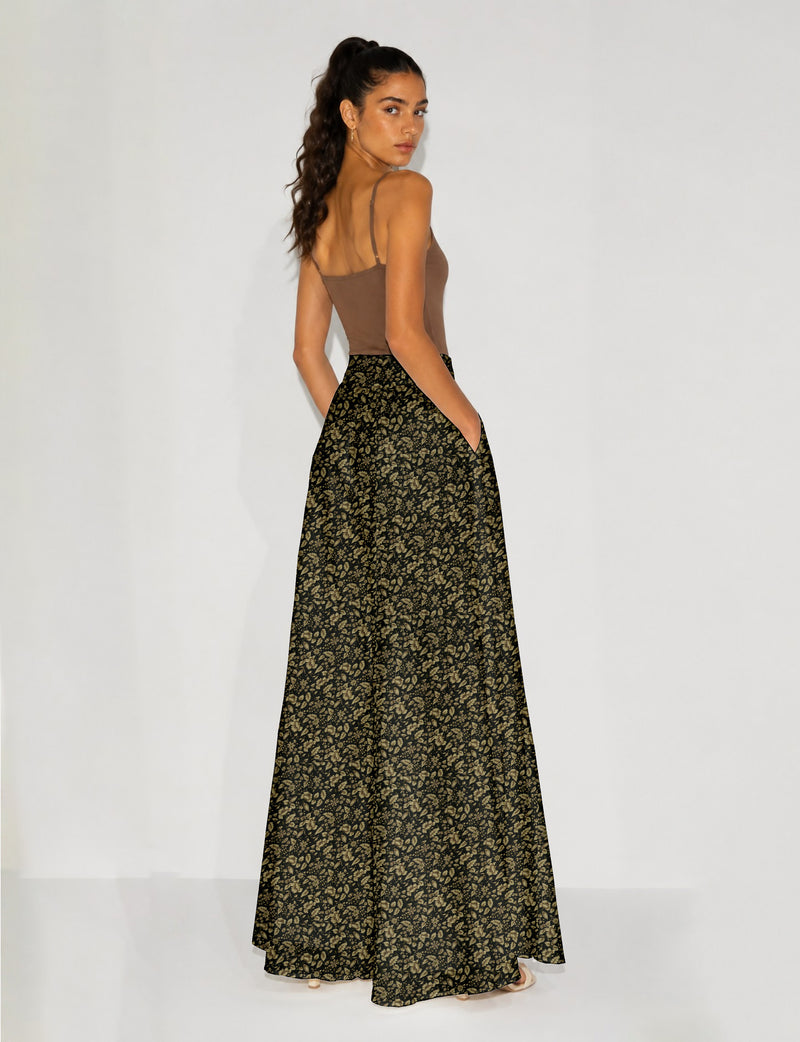 Wide Leg Palazzo Trousers - Beige Floral