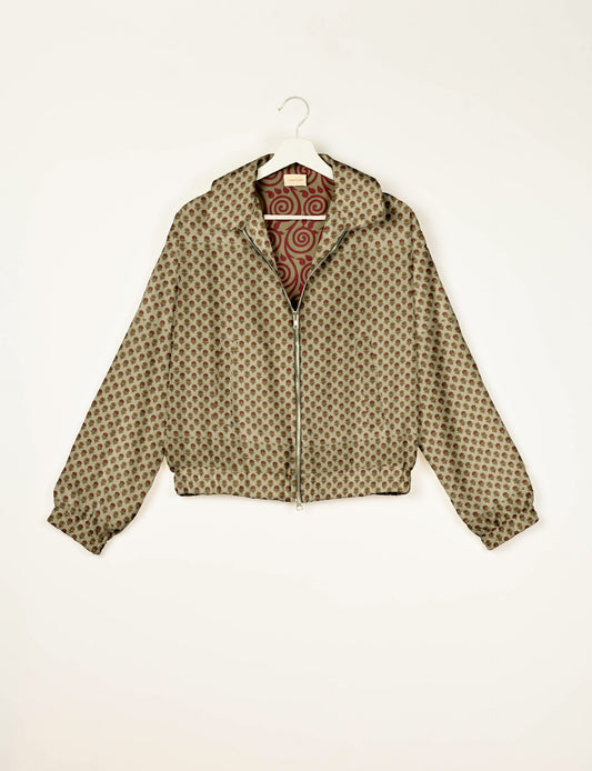 Blouson aviateur - Beige à fleurs